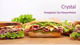  Presentation with turkey - Colorful presentation enhanced with salami turkey and beef sandwich backdrop and a sky blue colored foreground