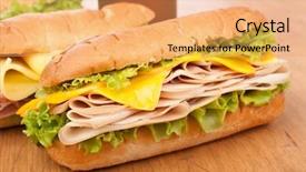  Presentation with turkey - Cool new presentation theme with salami turkey and beef sandwich backdrop and a yellow colored foreground