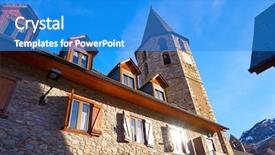  Presentation with church dove - Theme consisting of salardu village church in lerida background and a teal colored foreground