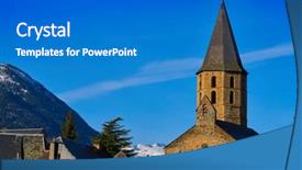  Presentation with church tithes - Cool new PPT theme with salardu village church in lerida backdrop and a teal colored foreground