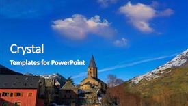  Presentation with church - Presentation theme having salardu village church in lerida background and a teal colored foreground