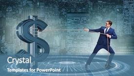  Presentation with saving - PPT theme consisting of salary - businessman saving american dollar concept background and a teal colored foreground