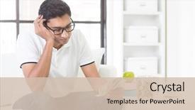  Presentation with concept for problem solving many - Presentation theme consisting of salary - financial problems concept indian guy background and a soft green colored foreground