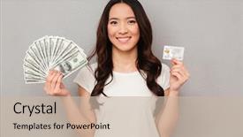  Presentation with asian carp - Presentation theme having salary - portrait of asian beautiful woman background and a soft green colored foreground