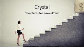  Presentation with stairs - Slide set consisting of salary - smiley businesswoman rising up stairs background and a sky blue colored foreground