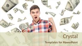  Presentation with one young man exercising handball - Amazing PPT layouts having salary - young man with money backdrop and a soft green colored foreground