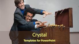  Presentation with money bag sysmbol - PPT theme featuring salary compensation - colleagues fighting over money background and a tawny brown colored foreground
