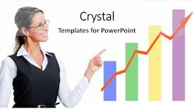  Presentation with business near shoring - PPT layouts enhanced with salary increase - business woman near chart isolated background and a white colored foreground