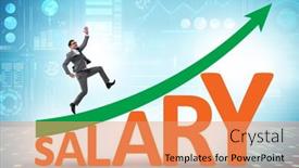  Presentation with salary - PPT layouts having salary-increase-concept-with-businessman background and a coral colored foreground