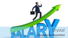  Presentation with salary - PPT theme consisting of salary-increase-concept-with-businessman background and a light blue colored foreground