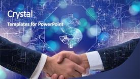  Presentation with handshake - Slide deck enhanced with salary negotiation - handshake concept - business metaphor background and a ocean colored foreground