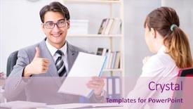  Presentation with man vs woman - Slide deck having salary negotiation - man and woman discussing background and a lemonade colored foreground