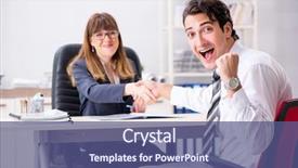  Presentation with salary - Theme enhanced with salary negotiation - man and woman discussing background and a ocean colored foreground