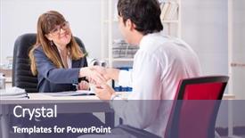  Presentation with salary - Presentation design with salary negotiation - man and woman discussing background and a violet colored foreground