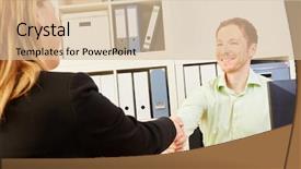  Presentation with negotiation - Presentation consisting of salary negotiation - welcomming handshake in an office background and a lemonade colored foreground