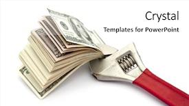  Presentation with bills - Cool new presentation theme with salary negotiation - wrench and bills of u backdrop and a white colored foreground