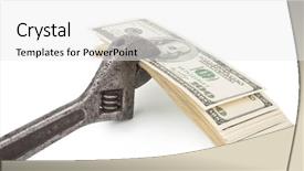  Presentation with bills - Audience pleasing presentation consisting of salary negotiation - wrench and bills of u backdrop and a white colored foreground