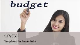  Presentation with writing pen - PPT theme enhanced with salary raise - businesswoman holding a marker pen background and a  colored foreground