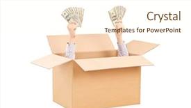  Presentation with box - Amazing slides having salary raise - hands with money raising backdrop and a cream colored foreground