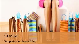  Presentation with woman pushing shopping trolley - Cool new presentation with advance-fee fraud red rubber stamp over a white background backdrop and a lemonade colored foreground