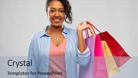  Presentation with outlet - Beautiful PPT theme featuring sale and outlet concept - happy backdrop and a light blue colored foreground