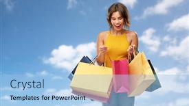  Presentation with mustard yellow - Colorful PPT theme enhanced with sale-and-people-concept-happy backdrop and a light blue colored foreground