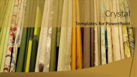  Presentation with fabrics - Amazing presentation design having sale-colorful-fabrics backdrop and a gold colored foreground