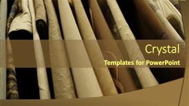  Presentation with fabrics - Amazing PPT theme having sale-colorful-fabrics backdrop and a tawny brown colored foreground