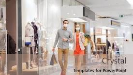  Presentation with young happy couple - PPT layouts consisting of sale-consumerism-and-pandemic-concept background and a coral colored foreground