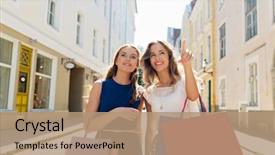  Presentation with consumerism - Presentation theme with sale consumerism and people concept background and a coral colored foreground