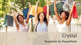  Presentation with consumerism - Presentation design with sale consumerism and people concept background and a lemonade colored foreground