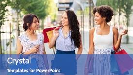  Presentation with city people walking - Slide set having sale consumerism and people concept background and a ocean colored foreground