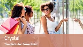  Presentation with consumerism - Amazing presentation theme having sale consumerism and people concept backdrop and a coral colored foreground