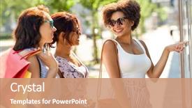  Presentation with consumerism - Presentation theme consisting of sale consumerism and people concept background and a coral colored foreground