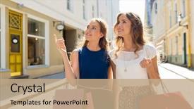  Presentation with consumerism - Amazing PPT theme having sale consumerism and people concept backdrop and a coral colored foreground