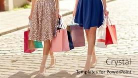  Presentation with city people walking - Slide deck consisting of sale-consumerism-and-people-concept background and a soft green colored foreground