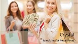  Presentation with people mall - Slide set with usa dollar cash money background and a coral colored foreground