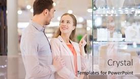  Presentation with people mall - Slides consisting of shopping window at jewelry background and a soft green colored foreground