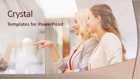  Presentation with people mall - Slides having happy young women with shopping background and a lemonade colored foreground