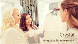  Presentation with people mall - Beautiful PPT layouts featuring sale consumerism and people concept - happy young women choosing clothes in mall backdrop and a lemonade colored foreground