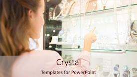  Presentation with people mall - Cool new PPT theme with sale consumerism and people concept - close up of woman pointing finger to shopping window at jewelry store in mall backdrop and a lemonade colored foreground