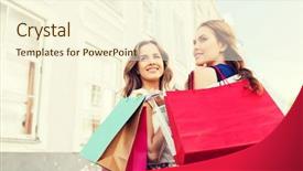  Presentation with city people walking - Cool new theme with sale consumerism and people concept backdrop and a cream colored foreground