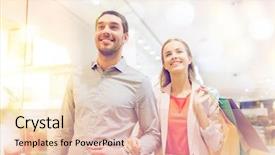  Presentation with people mall - Beautiful slide set featuring shopping bags walking in mall backdrop and a lemonade colored foreground