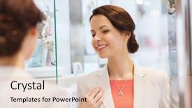  Presentation with consumerism - Audience pleasing presentation design consisting of choosing and trying on pendant backdrop and a lemonade colored foreground