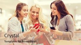  Presentation with people mall - PPT theme with sale consumerism technology and people background and a coral colored foreground