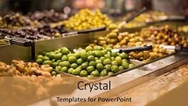  Presentation with food market - Amazing presentation design having sale display in a food backdrop and a  colored foreground