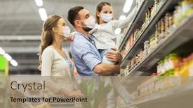  Presentation with family shopping - PPT theme having sale-family-and-pandemic-concept background and a coral colored foreground