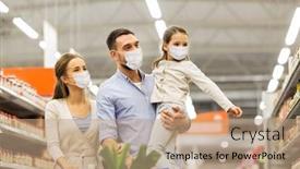  Presentation with family shopping - Audience pleasing slides consisting of sale-family-and-pandemic-concept backdrop and a coral colored foreground