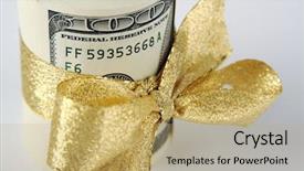  Presentation with incentive - Presentation consisting of sale incentive - one hundred dollar bills wrapper background and a  colored foreground