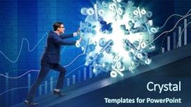  Presentation with interest rate liberalization - Cool new PPT layouts with sale metaphor - businessman pushing away high interest backdrop and a ocean colored foreground